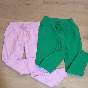 Set of 2 Women’s Pink/Lavendar and Green Jogger Pants - Soft Cotton Blend